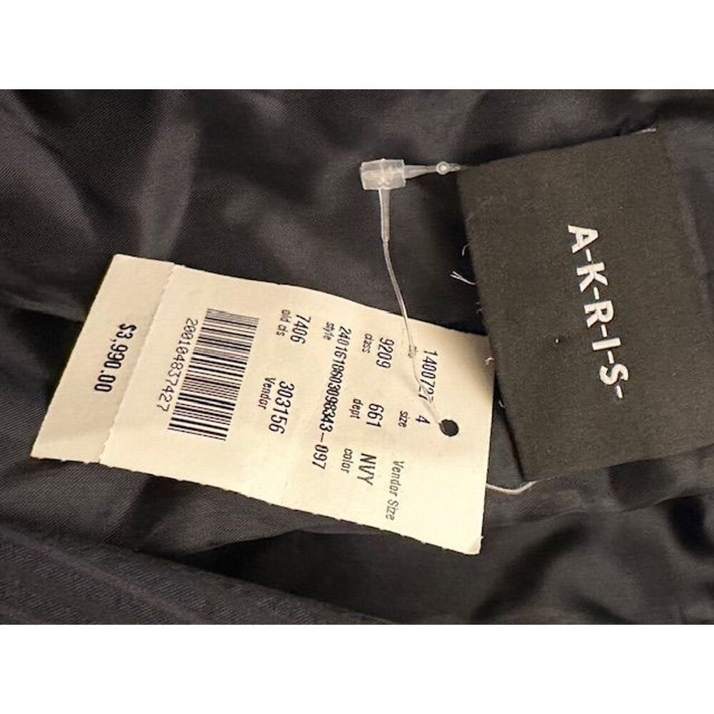 Akris Navy Pinstriped Silk & Cotton Navy Blazer Sz 4 NWT - Picture 5 of 5